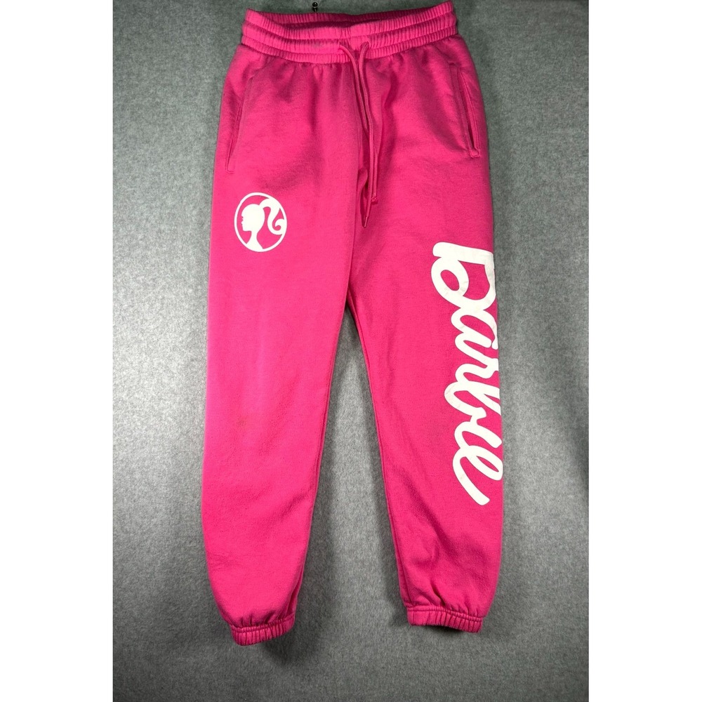 Stain* Barbie Jogger Pants Womens Small Hot Pink Fleece Lined Tapered Leg